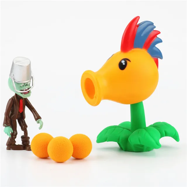 Plants VS Zombies Action Figure Toy PVC Anime Model Peashooter Bullet