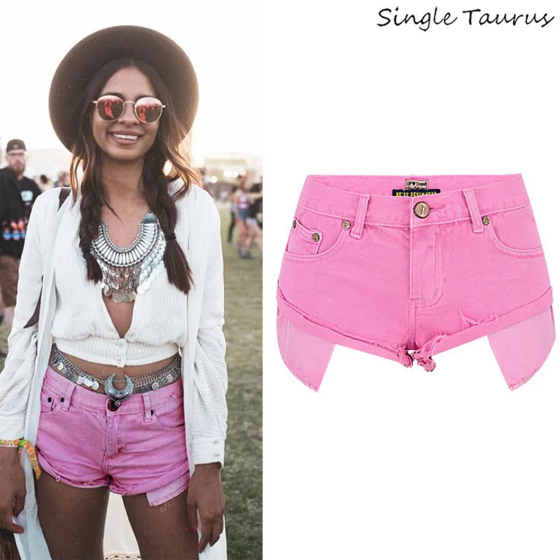 

Low Waist Macaron Pink Jeans Shorts Women High Street Pantaloncini Donna Mujer Loose Summer Denim Shorts Korte Broek Vrouwen