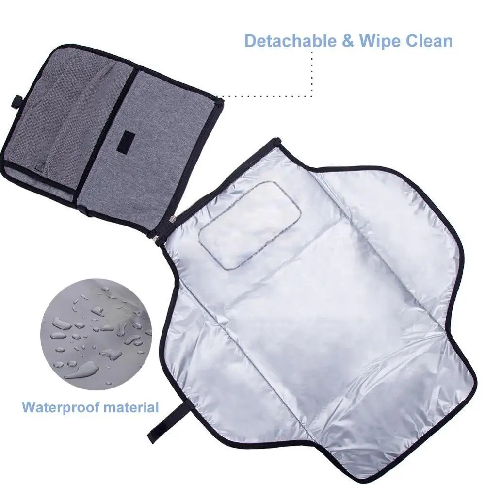 Lekebebay Portable Diaper Changing Pad Built-in Head Cushion Waterproof Baby Travel Changing Station