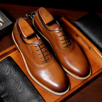 

DESAI Brand Luxury Business Style Men Dress Leather Shoes Genuine Leather Oxford Shoes Formal Men Wedding Shoes zapatos