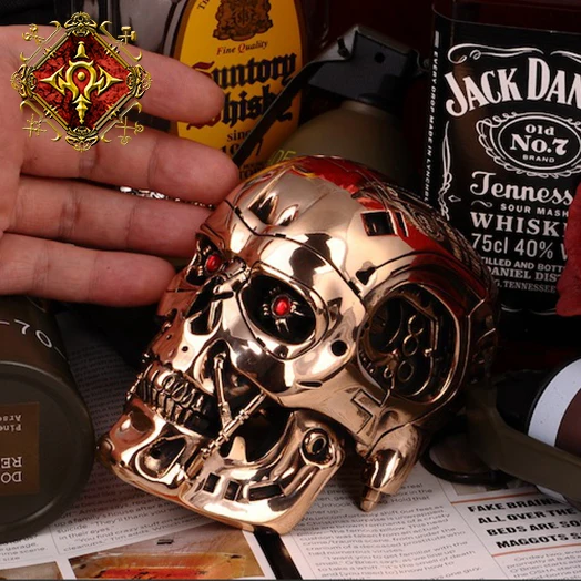 

OGRM Crafts Terminator Genisys Bronze Skull T800 Handicrafts Model Terminator Genisys Action Figures 1:2 Metal Terminator Skull