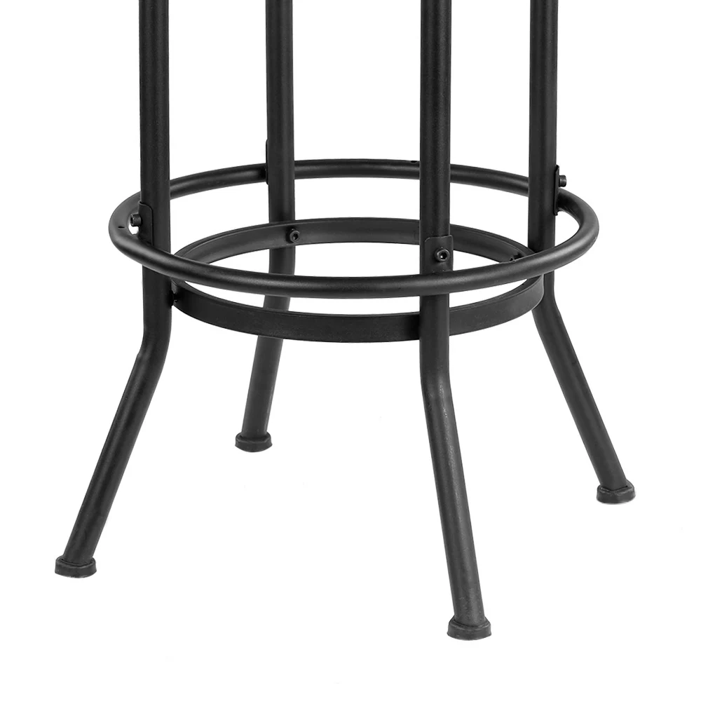 IKayaa промышленных стиль барные стулья Табурет регулируемый по высоте вращающийся Кухня Обеденный Pinewood топ + металл со спинкой
