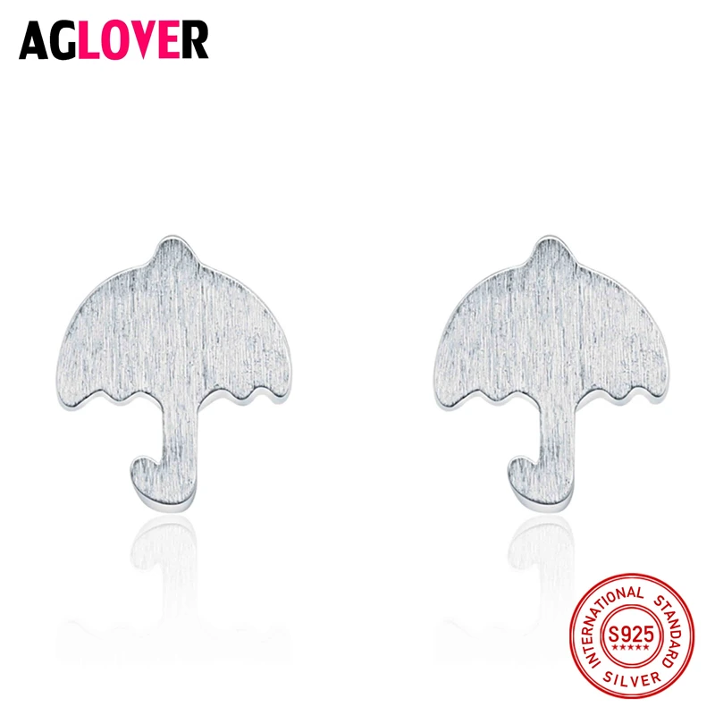 

AGLOVER 100% 925 Sterling Silver Women Jewelry Fashion Cute Tiny 8mmX7mm Solid Silver Umbrella Stud Earrings for Daughter Girls