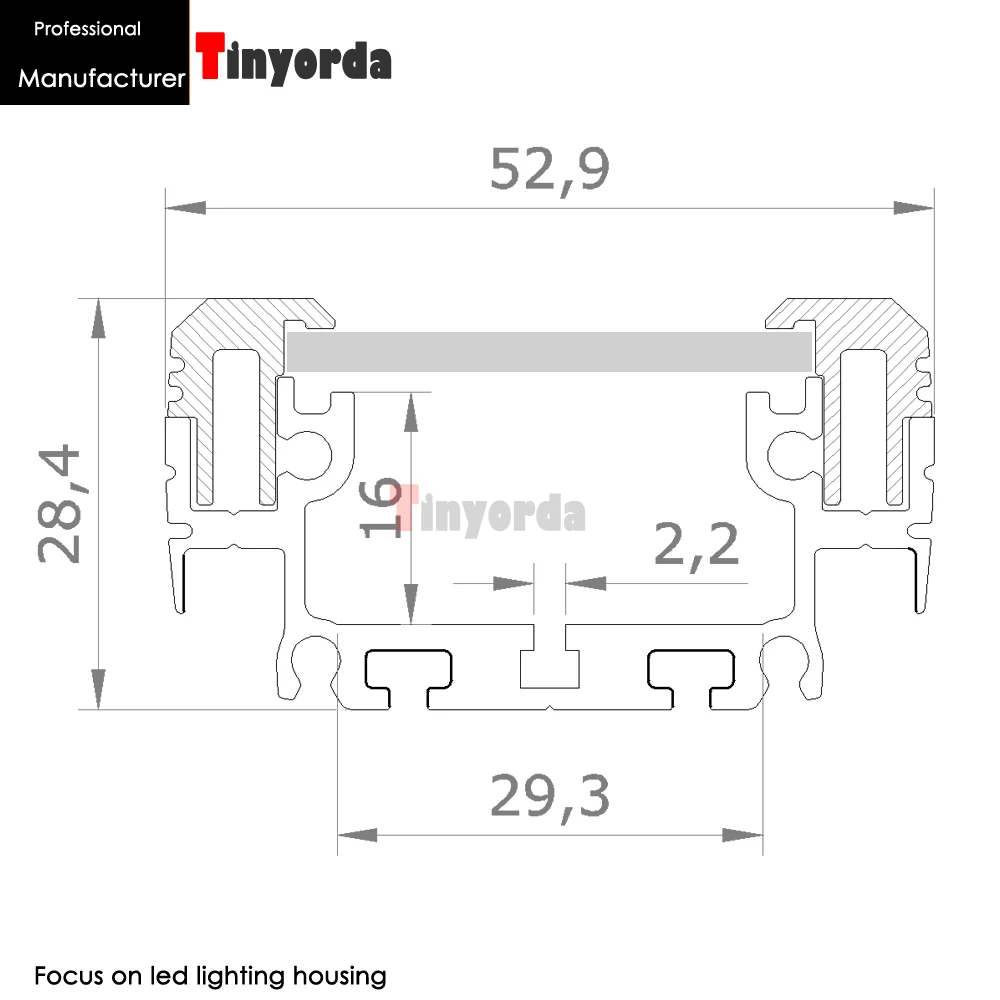 Tinyorda TWH2853 10 шт.(длина 1 м) 30 Вт 36 Вт Светодиодный светильник для умывальника корпус прожектора приспособление для 28 мм PCB [профессиональный производитель]