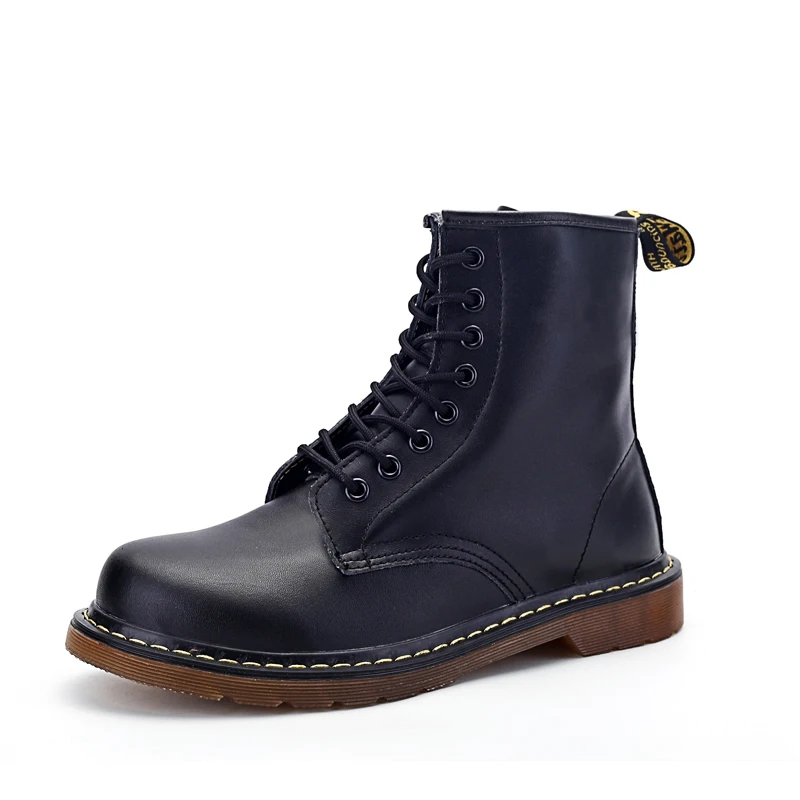

STRONGSHEN Brand Men's Boots Dr. Martens Leather Winter Warm Shoes Motorcycle Mens Ankle Boot Doc Martins Fur Men Oxfords Shoe