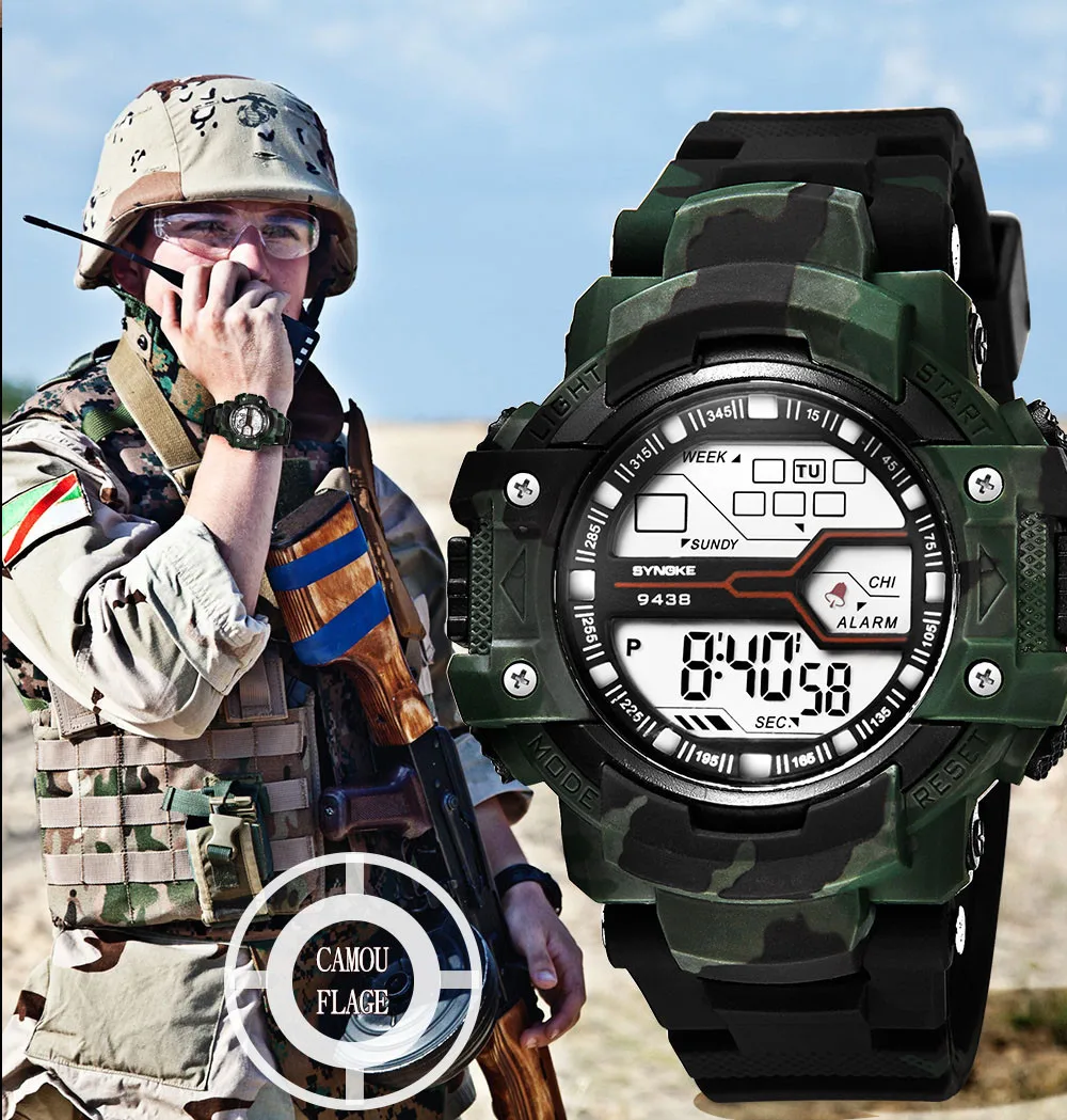 

SYNOKE Men Military Watch 50m Waterproof Wristwatch LED Clock Sport Watch Male relogios masculino Sport S Shock Watch Men N50