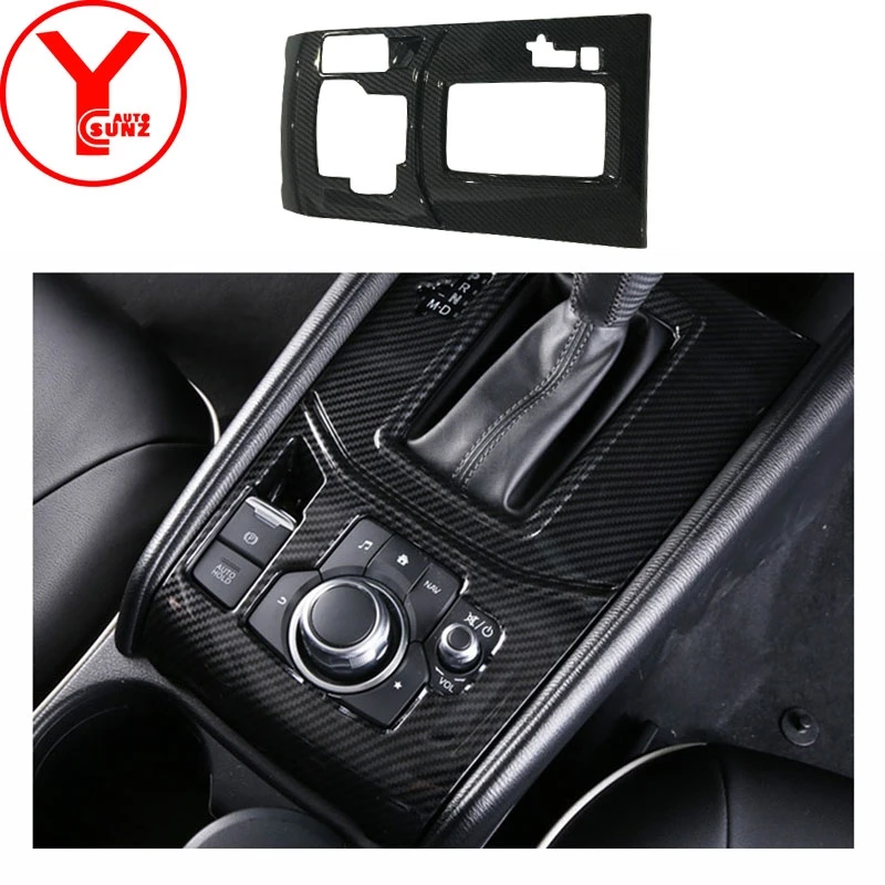 

Interior ABS carbon car Center Console shift knob gear shifter lever panel cover For mazda cx5 cx-5 2017 2018 accessories YCSUNZ