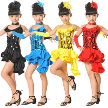 Дети для девочек латинские танцы балетное платье Вечерние танцев костюм платье для торжеств для девочек, Танцы платья с многослойной юбкой-пачкой, платья для женщин