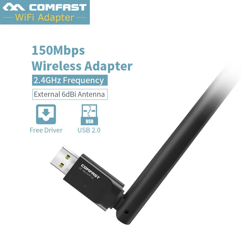 

COMFAST CF-WU757F-V2 Adapter High Gain 6dBi Usb Wifi Antenna 150Mbps 2.4G Laptop PC Receiver Free Driver For Windows XP 7 8
