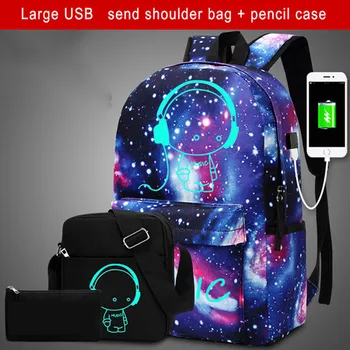 

Anime Backpack Luminous School Bags For Teenage Girls Starry Sky School Backpack Female Sac A Dos Bagpack With USB Charging