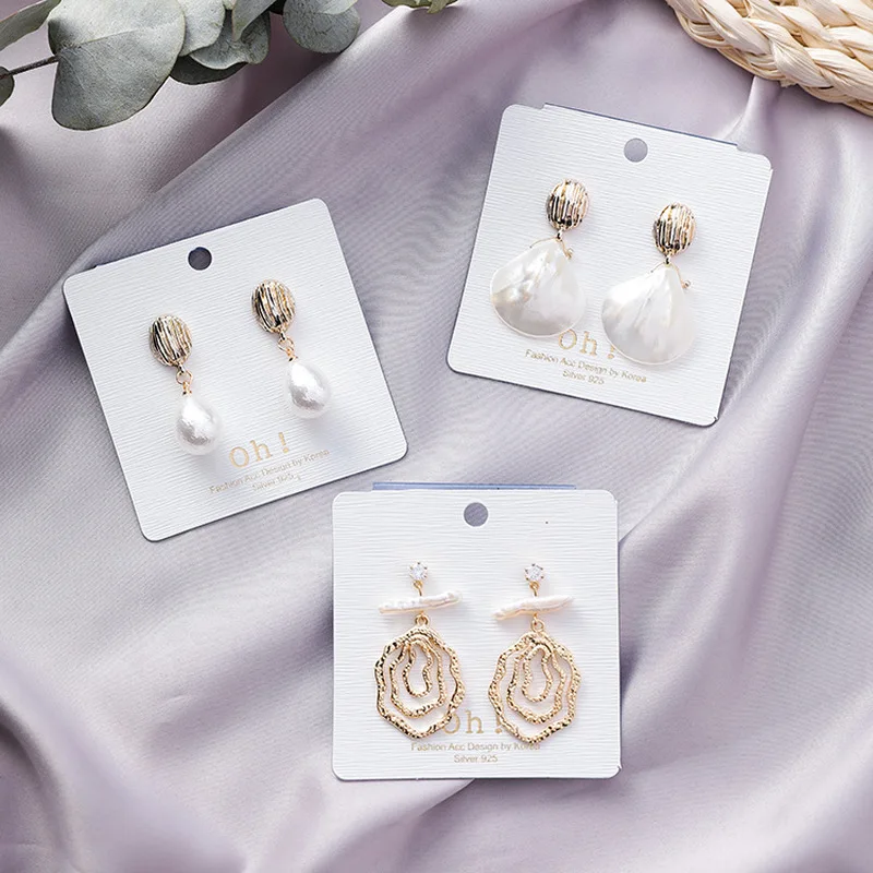 

2019 New Fashion Simulated Pearl Shell Earring for Women Gold Color Irregular Water Drop Earring Cowrie Statement Earrings