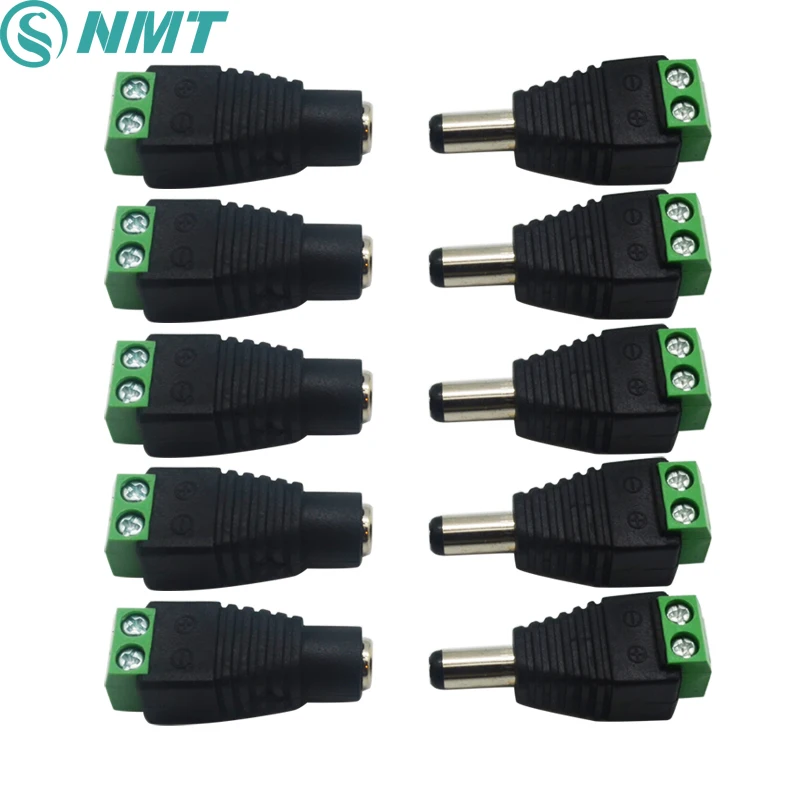

DC12V 5pcs Male + 5pcs Female 2.1x5.5MM DC Power Plug Jack Adapter DC LED Connector Plug for CCTV Single Color LED Strip Light