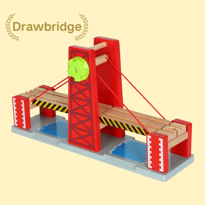 Lekool Томас деревянный поезд трек железной дороги мост аксессуары различных Thomas Track компонент развивающие игрушки туннель крест мост - Цвет: Светло-желтый