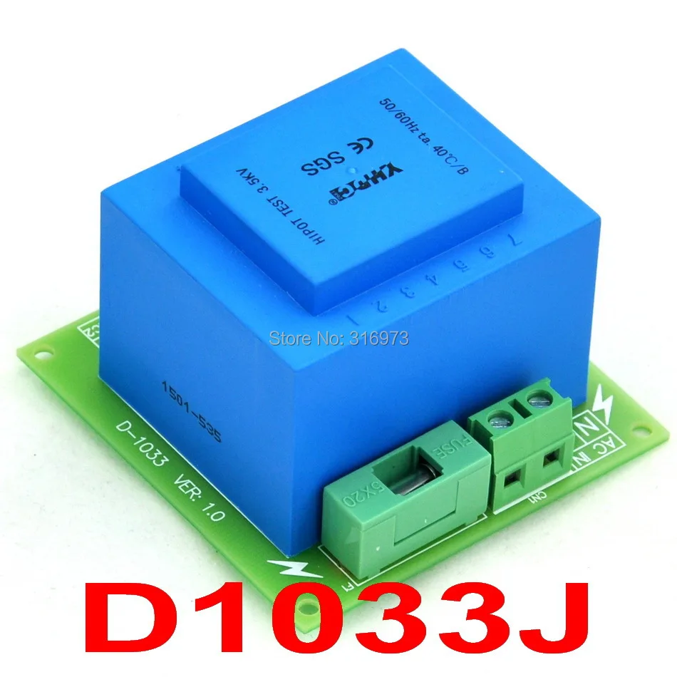 

Primary 115VAC, Secondary 2x 12VAC, 20VA Power Transformer Module,D-1033/J,AC12V