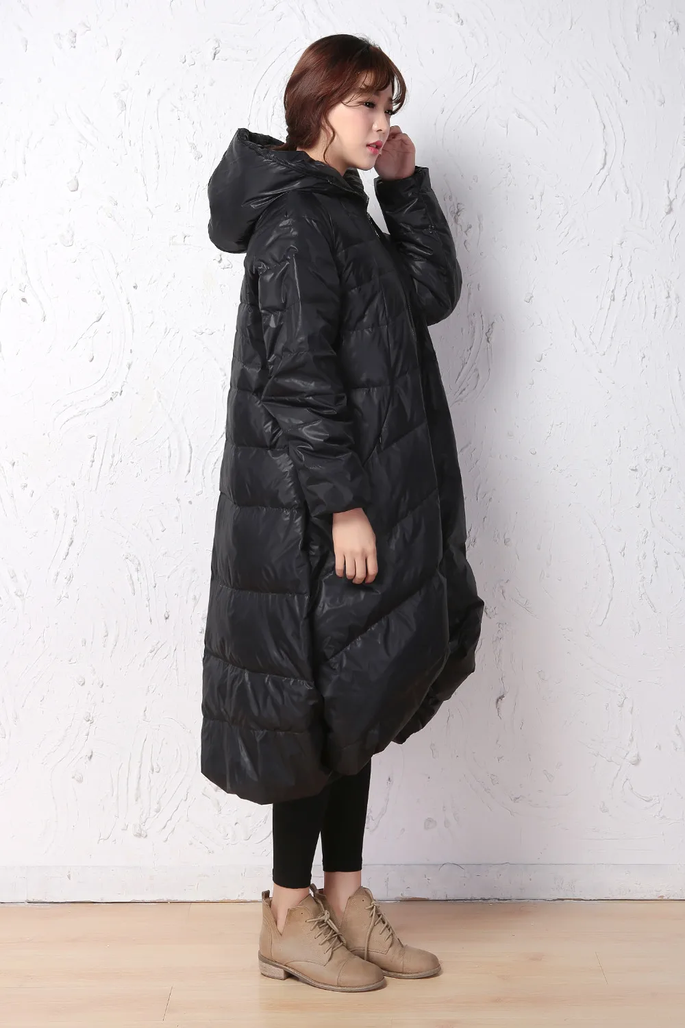 Свободный стиль пуховое пальто короткое переднее зимнее пальто большой подол вниз пальто
