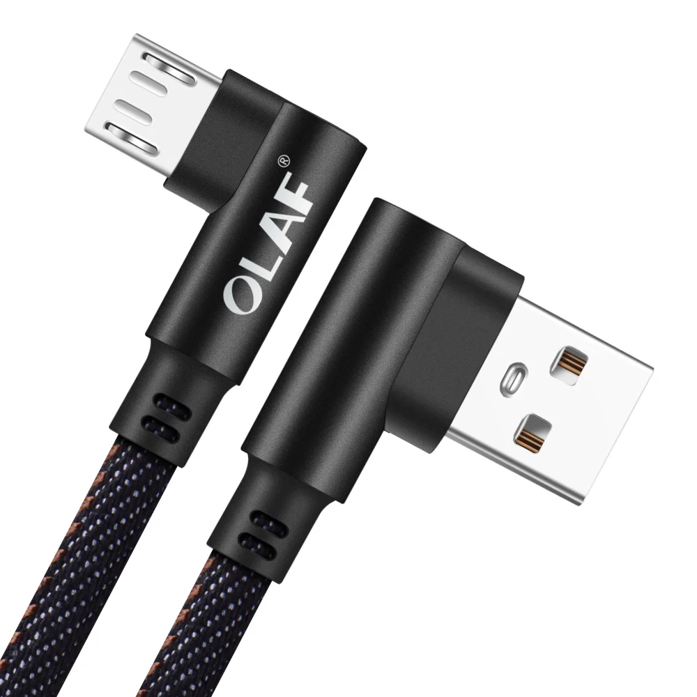 OLAF Micro USB кабель 1 м/2 м 90 градусов 2A Быстрая Зарядка Синхронизация данных USB зарядное устройство кабель для samsung Xiaomi huawei мобильный телефон кабель - Цвет: micro-usb cable