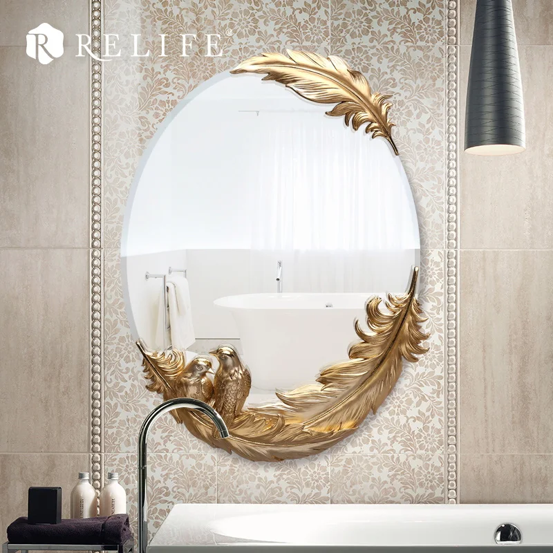 Espejos antiniebla ovalados de plumas de espejo de pared decorativos de