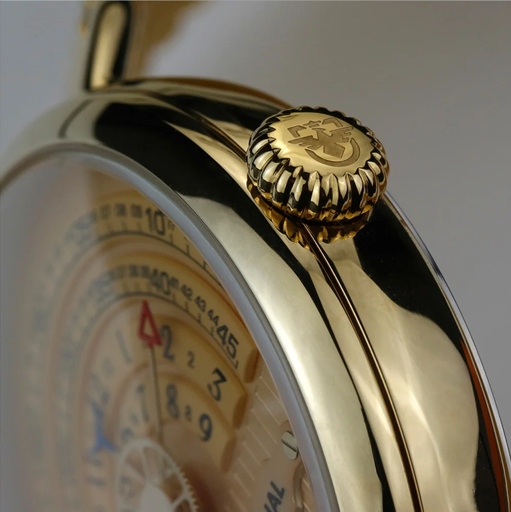 Роскошные полностью золотые мужские часы с сапфировым зеркалом и большим циферблатом, запатентованный дизайн, водонепроницаемые кварцевые наручные часы из нержавеющей стали, новинка