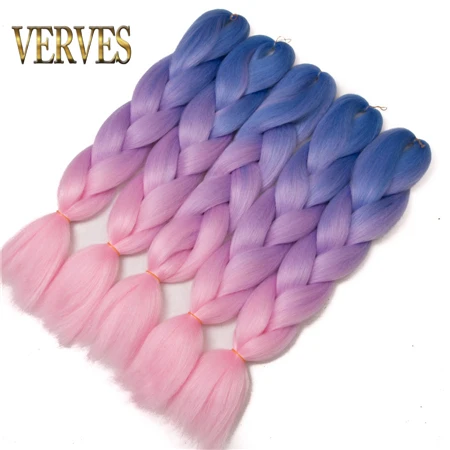 #16 VERVES, Омбре, плетение волос, 100 г/шт., 24 дюйма, 1 шт., синтетический, три, два тона, тепловое волокно, вязанное крючком, огромные косы, наращивание волос - Цвет: #16