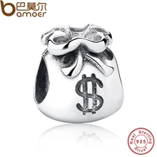 Regalo de Año nuevo 925 Plata Esterlina Hermoso Pequeño Bolsas de Dinero de Los Encantos Cupieron la Pulsera y el Collar de La Joyería Accesorios PAS198