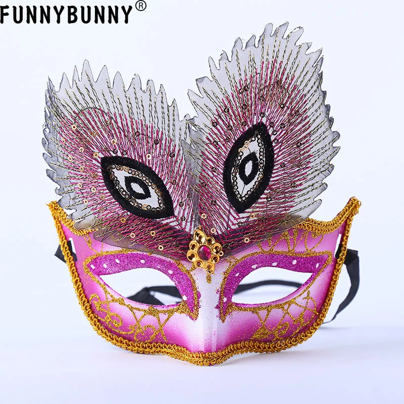 

FUNNYBUNNY Women Girls Peacock Eye Mask Adults Princess Half Face Mask Masquerade Party