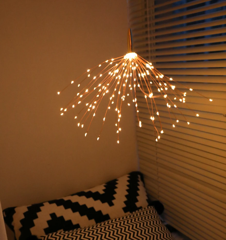 Светодиодный светильник-Гирлянда для фейерверков, Рождественский Водонепроницаемый светодиодный светильник Starburst из медной проволоки для дома, сада, вечерние украшения, сказочный светильник