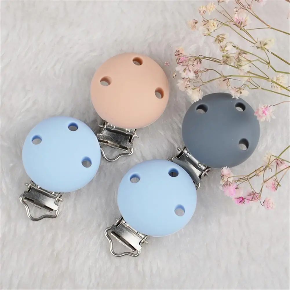 

6 Colors Round Shaped Pacifier Clip Silicone Bead Baby Teether Teething Accessories Clip Nipple Clasps Toy DIY Tool