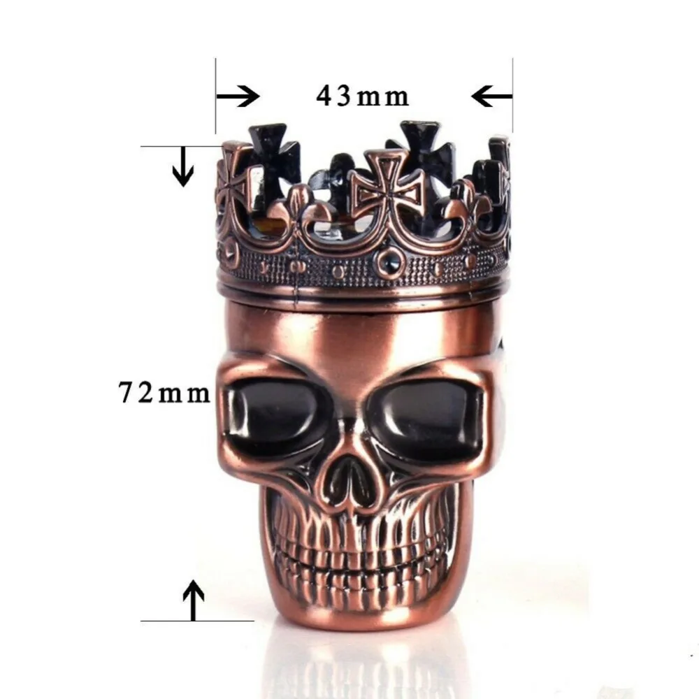 

King Skeleton Skull Tobacco Herb Spice Grinder Crusher 3 Layers Bronze Brass