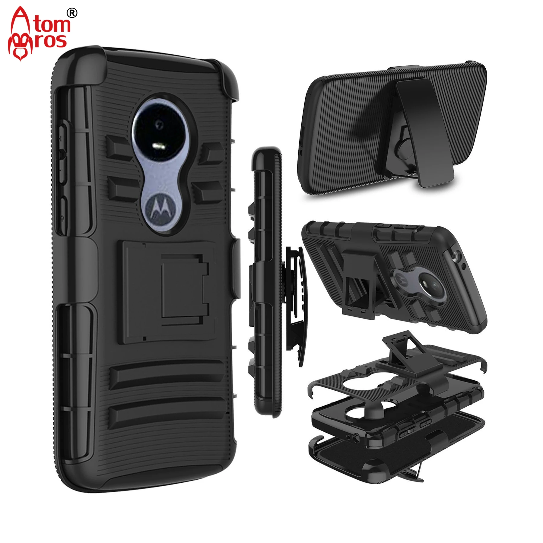 AtomBros for Moto E5 Play Case Rugged Hybrid Belt Clip Holster