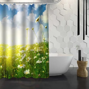 

Custom Daisies Beautiful Sunny Spring Shower Curtain Waterproof Fabric Shower Curtain for Bathroom WJY1.17