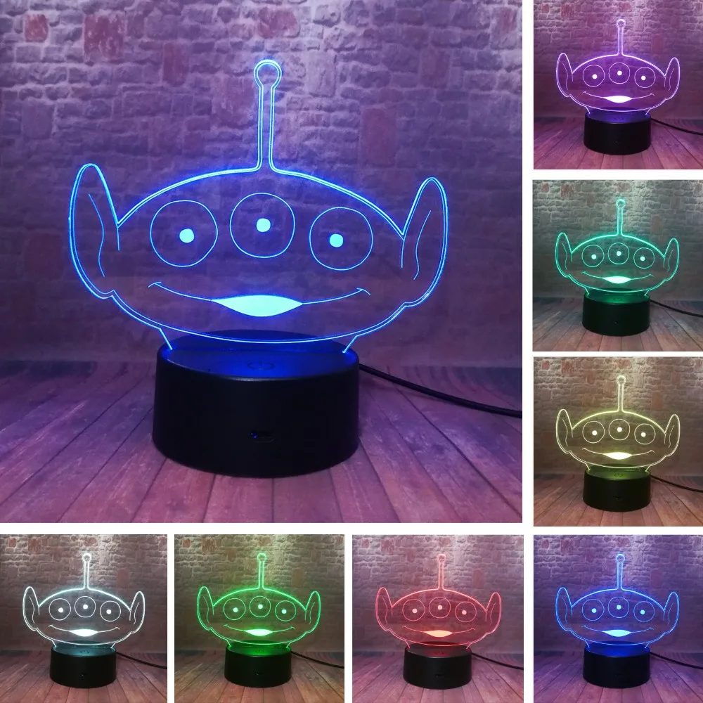 

Lovely Toy Story Alien Action Figure 7 Colors Change Night Light Room Decor Child Kids Fans Baby Family Christmas Birthday Gifts