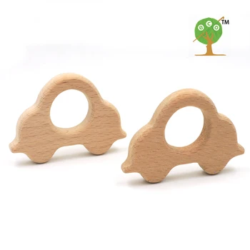 20pcs x 75mm DIY Organic beech wood Car Ring teether nursing toy  3 inch DIY fitting Handcrafted  baby boy  gift EA50