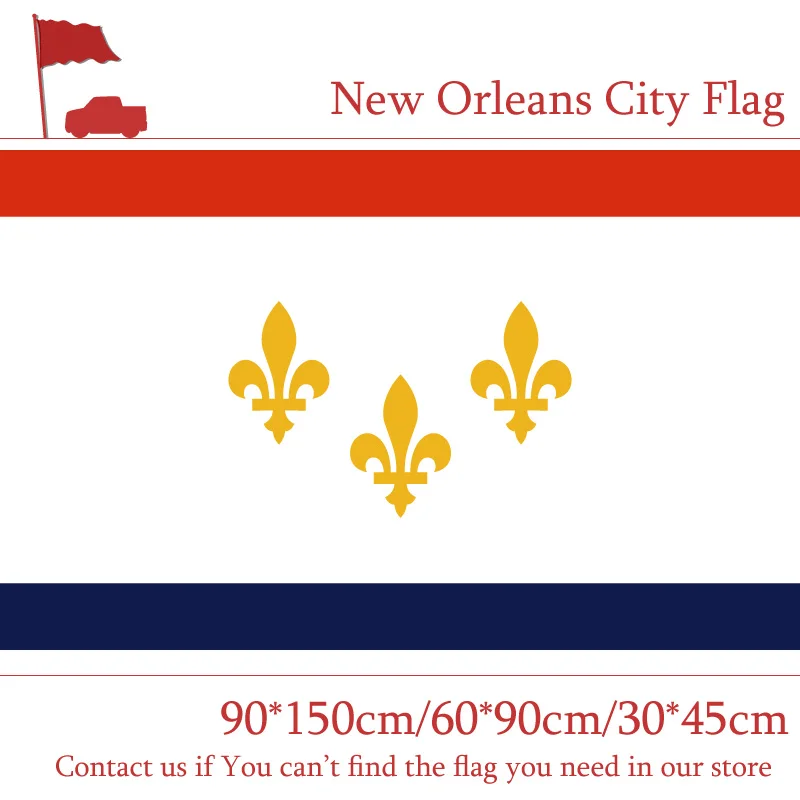 

New Orleans 3x5ft Polyester Hanging City Flag 90*150cm 60*90cm 40*60cm Flying Flag 15*21cm Hand Flag for Campaign Decoration