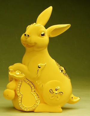

Zodiac rabbit decoration alluvial gold velvet crafts birthday gift business China Folk wholesale factory Arts outlets