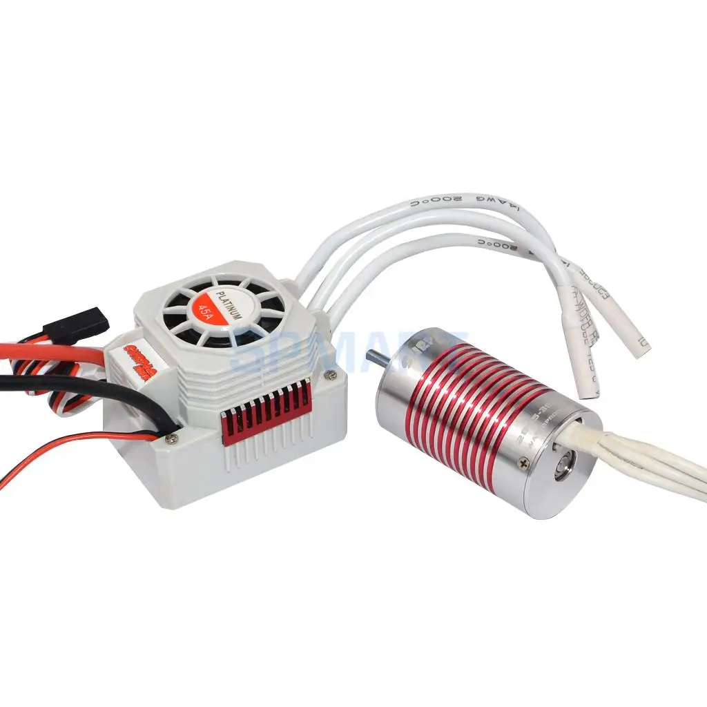 

4 Poles 2845 3100KV Waterproof Brushless Motor w/ 45A ESC Combo for 1/12 1/14 RC Racing Car Truck Boat
