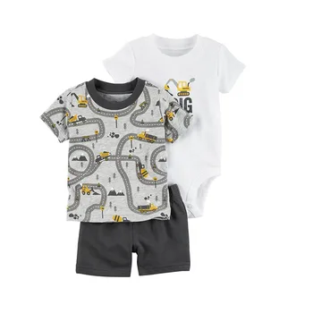 

2020 toddler baby boy summer clothing set kids boy clothes set bodysuit + T shirt + shorts baby boy clothing newborn