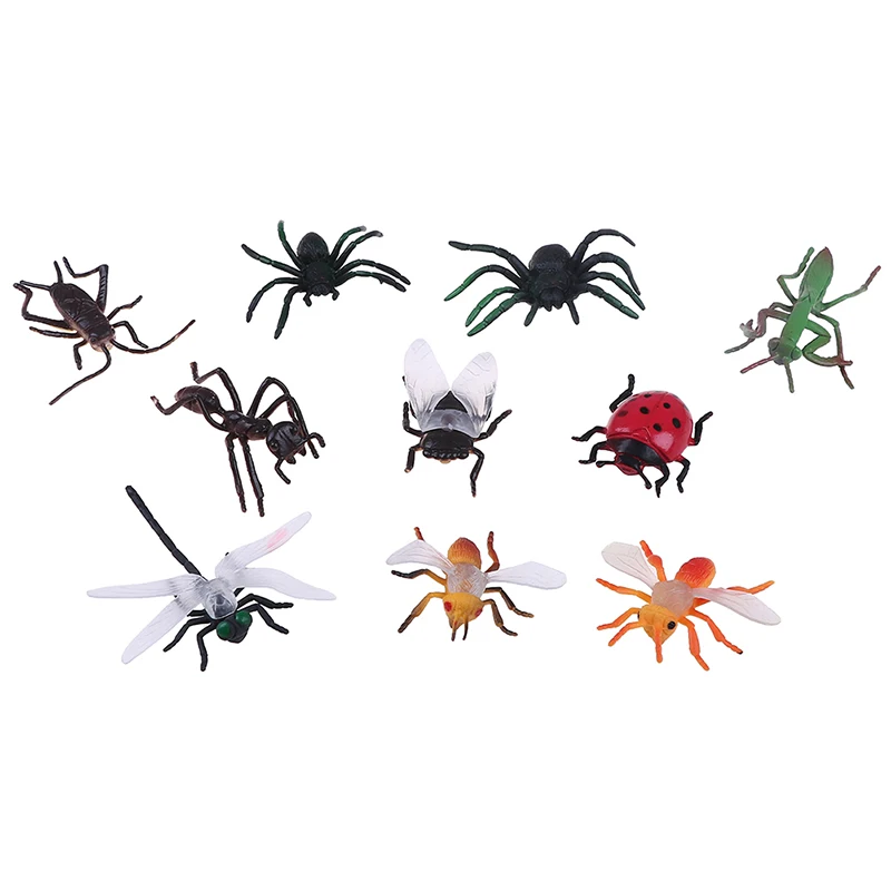 10 шт./лот, пластиковые поддельные насекомые, модель игрушки, набор, мини-животное, паук, божья коровка, Скорпион, мантис, муравей, модель стрекоза, игрушка-трюк для детей