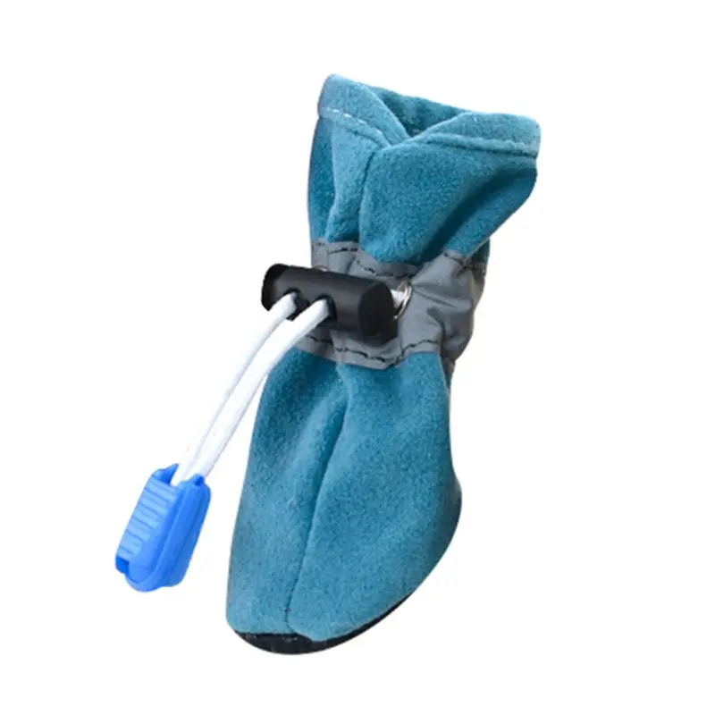 light blue Чехол для обуви леопардовая двухслойная сохраняющая тепло нескользящая резиновая подошва для домашних животных обувь для собак покрытие для дождливого дня выделенный разноцветный - Цвет: light blue