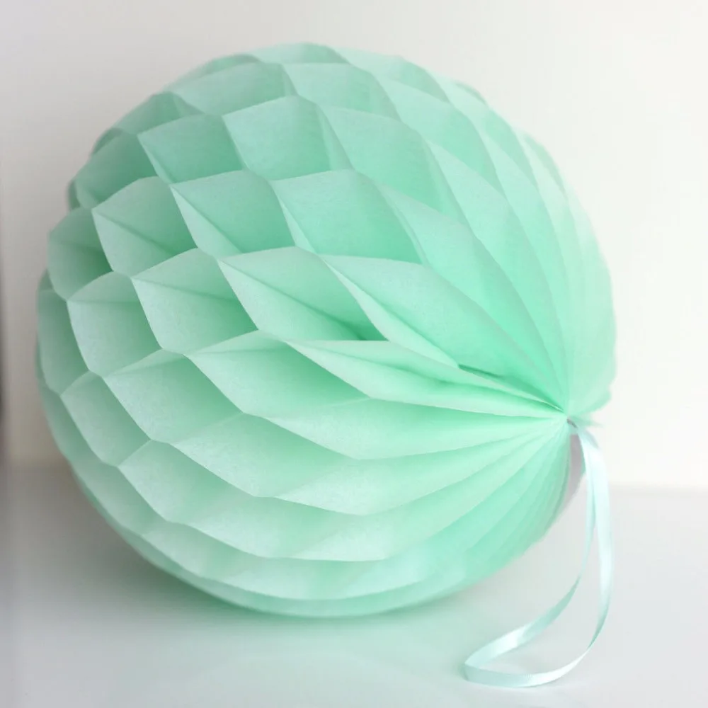 Мятно зеленый тканевый мяч с бумажными сотами 10 шт. в упаковке|ball wedding|tissue paper honeycomb
