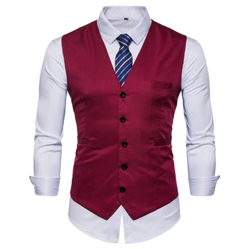 

Casual Mens Vest Single-breasted Slim Fit High-quality Goods Cotton Suit Vest Men's Business Casual Suit Vest