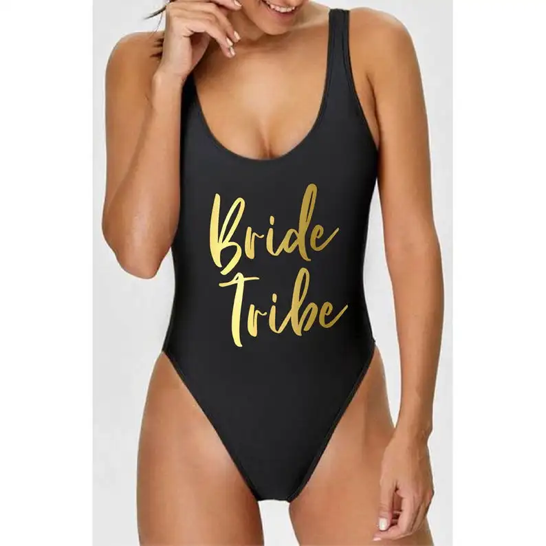 

Bachelorette Party BRIDE TRIBE One-piece Swimsuits Wedding Bridesmaid Bride Squad Bathing Suit Sexy Summer Swimsuit Drop Ship