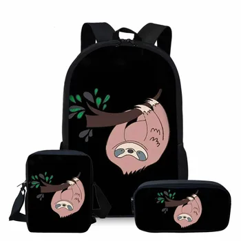 

THIKIN 3pcs/set Cute Sloth Printed Children School Backpack For Teenage Boys Girls Student School Bags Lovely Satchel mochilas