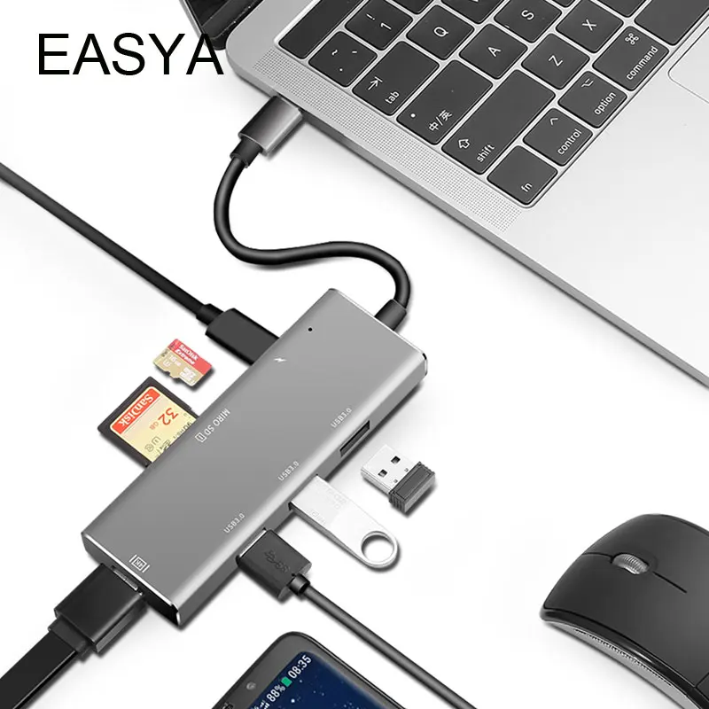 

EASYA USB-C Dock with Dex Mode for S8/S9/Note 8/Huawei mate 10/P20/Macbook Pro USB 3.0 Thunderbolt 3 USB Type-c Hub Dongle HDMI