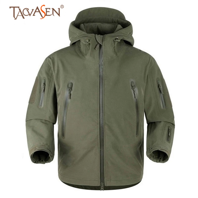 

TACVASEN Softshell Jacket Men Army Tactical Fleece Jacket Multi-pocket Windproof Hiking Jackets Outdoor Sports Heated Jacket