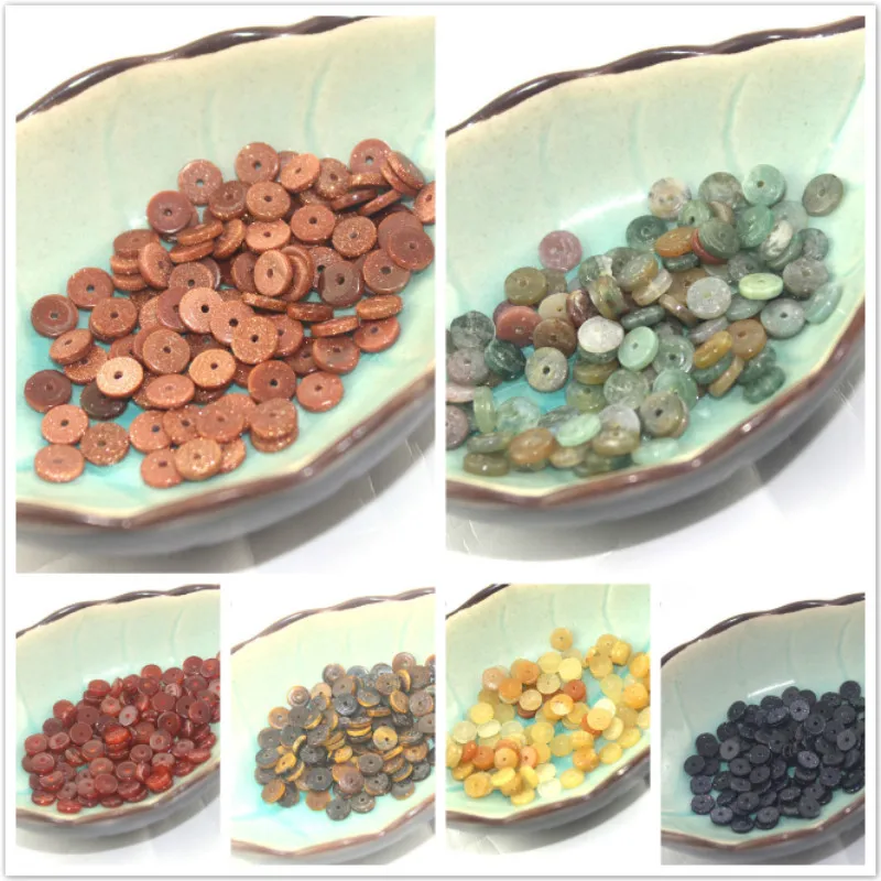

Free Shipping Lowest Price Kinds of ! 20pcs Wholesale Jewelry Making Findings Natural Stone Tibetan Coin Spacer Beads 6mm