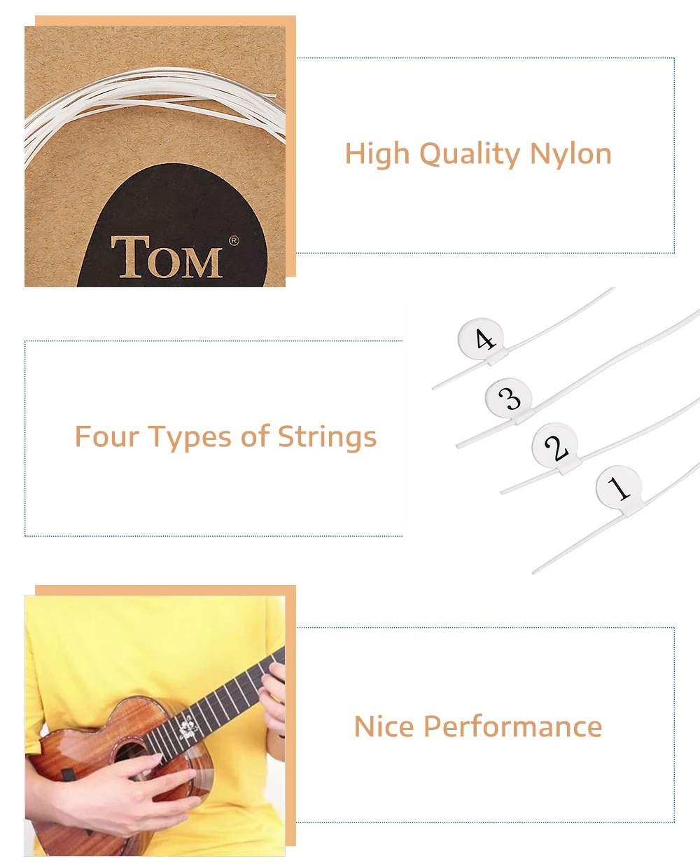 TOM TAS-100 замена нейлона 4 струны для музыкального инструмента укулеле