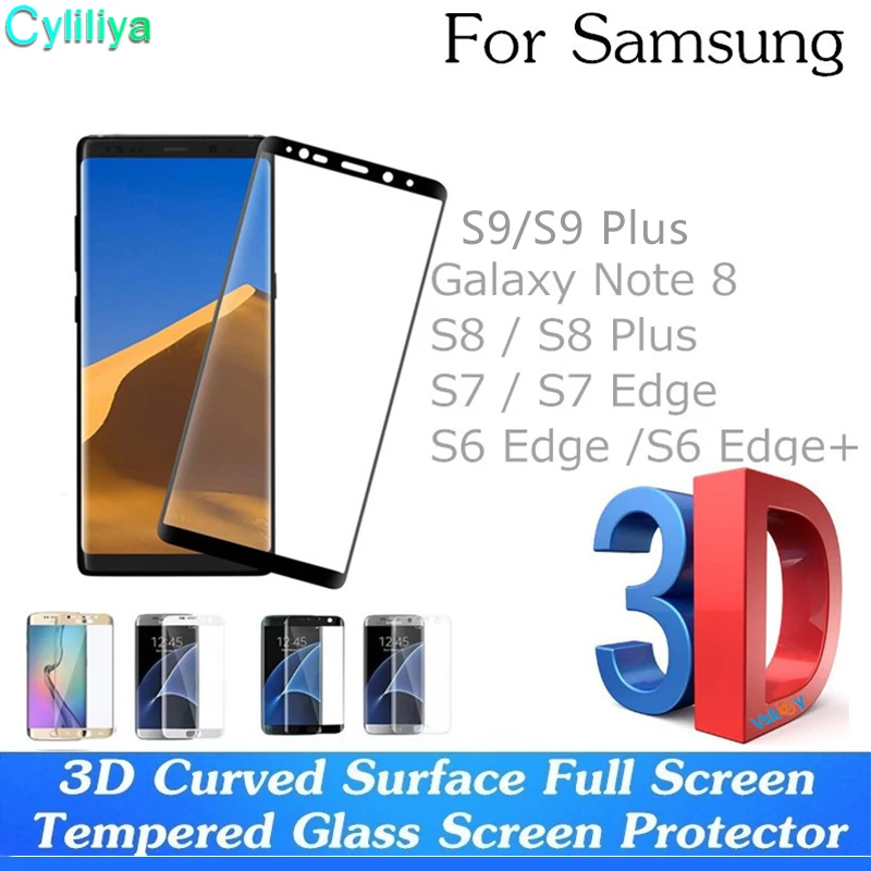 

3D Full Cover Tempered Glass For Samsung Galaxy Note 8 S7 S8 Plus Screen Protector S6 Edge Protective Film