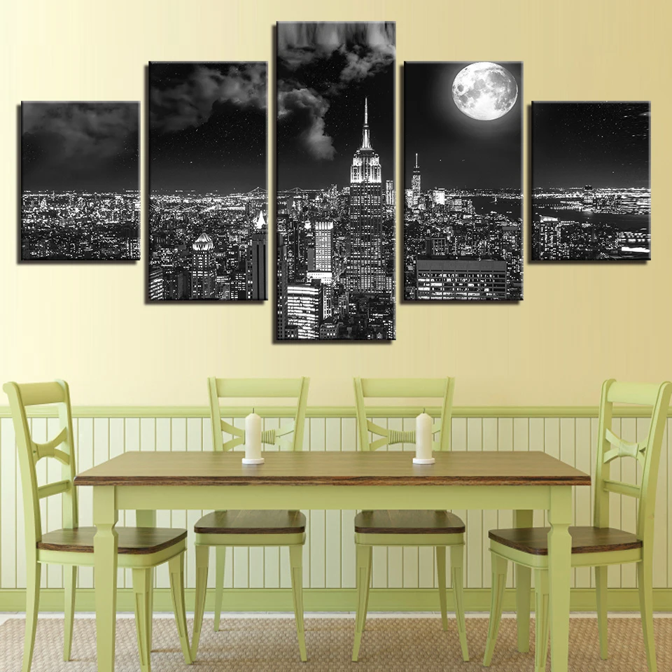 Холст Печатает плакат настенные художественные фотографии 5 штук Surreal City Night ярко