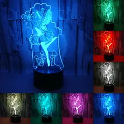 3D иллюзия Лампа Фея светодиодный LED USB 3D ночные огни 7 цветов мигающий USB настольная лампа спальня декор для девочки подарок на день рождения