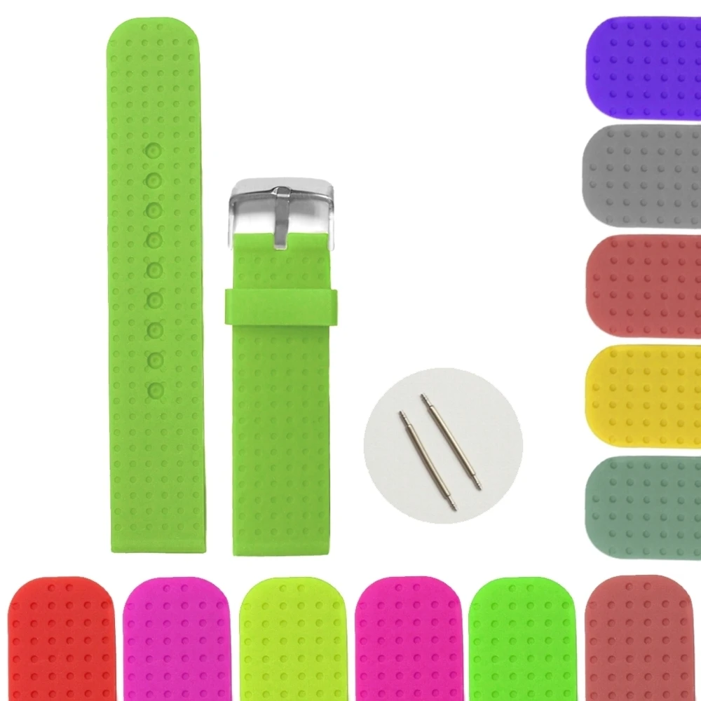 

20mm Neon Green Color Silicone Jelly Rubber Unisex Watch Band Straps WB1053Q20JB